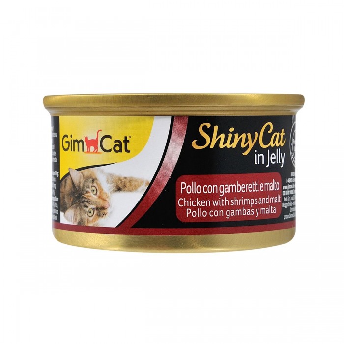 Gimpet ShinyCat консерва для кошек с курицей, креветками и солодом 70г.