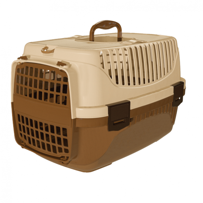 Irak Plast пластиковая переноска для кошек и собак до 8 кг (коричнево-бежевая)