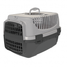 Irak Plast пластиковая переноска для кошек и собак до 8 кг (черно-серая)