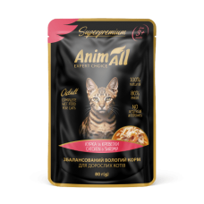 AnimAll вологий корм для котів з куркою та креветками 80г*12шт