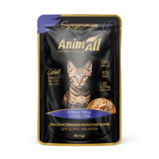 AnimAll вологий корм для котів тунець з куркою 80г*12шт