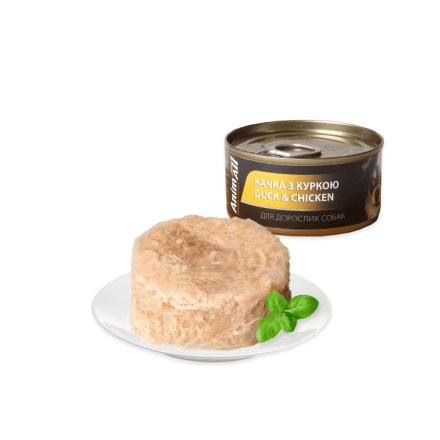 AnimAll вологий корм для собак з качкою та куркою в ніжному желе 85 г