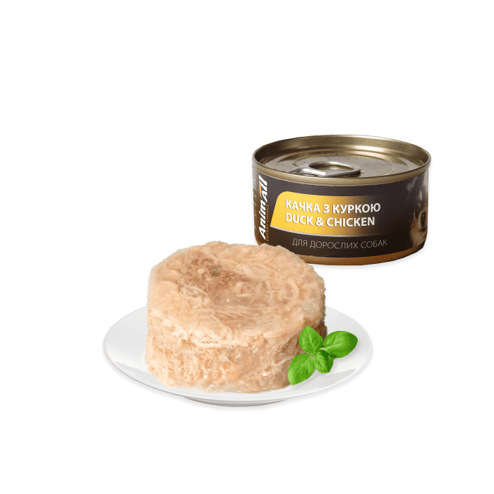 AnimAll вологий корм для собак з качкою та куркою в ніжному желе 85 г