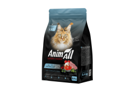 AnimAll сухий корм для дорослих котів з лососем, білою рибою та свіжою індичкою 0,4 кг