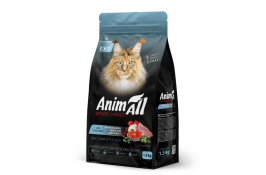 AnimAll сухой корм для взрослых кошек с лососем, белой рыбой и свежей индейкой 1,5 кг