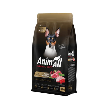 AnimAll сухий корм для дорослих собак малих порід зі свіжою індичкою та ягням 0,7 кг