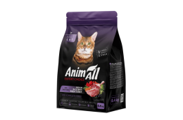 AnimAll сухой корм для взрослых кошек со свежей индейкой и уткой 0,4 кг