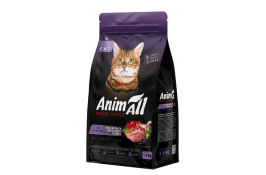 AnimAll сухой корм для взрослых кошек со свежей индейкой и уткой 1,5 кг