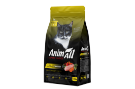 AnimAll сухой корм для взрослых кошек со свежей курицей 1,5 кг