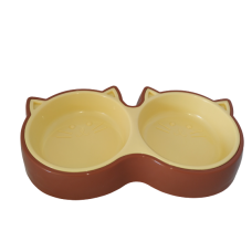 AnimAll двойная пластиковая миска для кошек (коричневая) L 2х350 мл