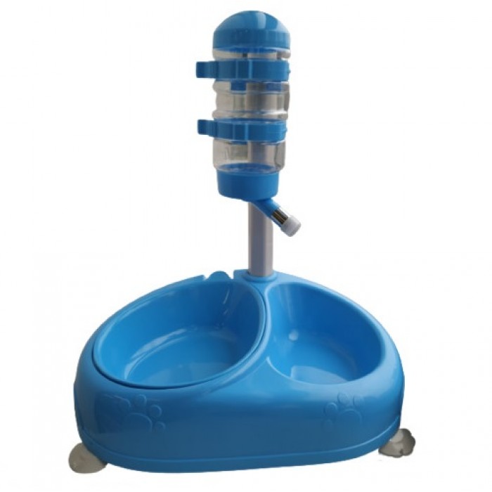 Animall двойная поилка для собак на подставке (голубая) 400 мл