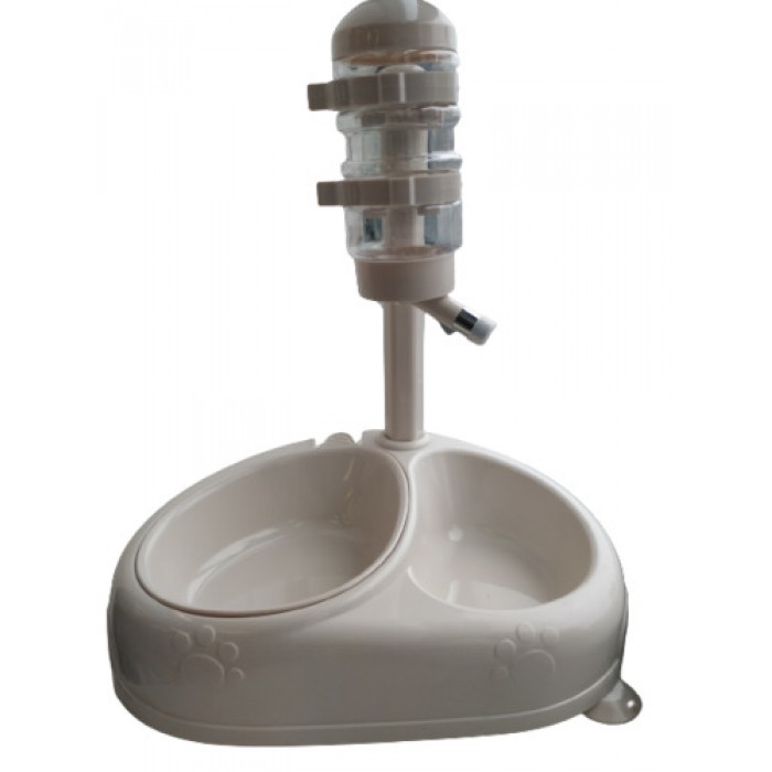 Animall двойная поилка для собак на подставке (белая) 400 мл