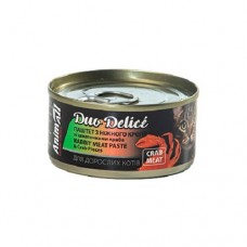 AnimAll Duo Delice паштет для кошек из кролика с кусочками краба 80 г