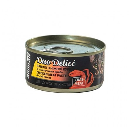 AnimAll Duo Delice паштет для котів з курки зі шматочками краба 80 г
