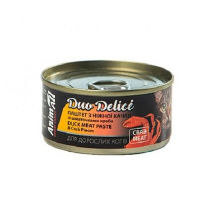 AnimAll Duo Delice паштет для кошек из утки с кусочками краба 80 г