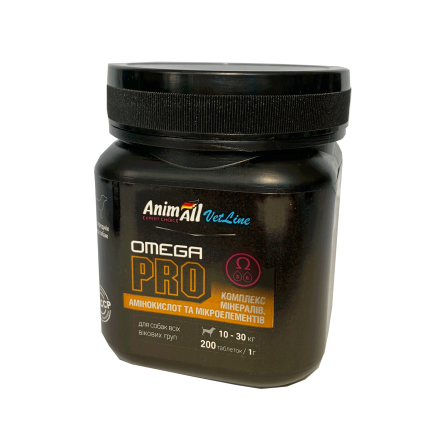 AnimAll VetLine Omega PRO витамины для профилактики недостатка витаминов у собак средних пород (1 г × 200 табл.)