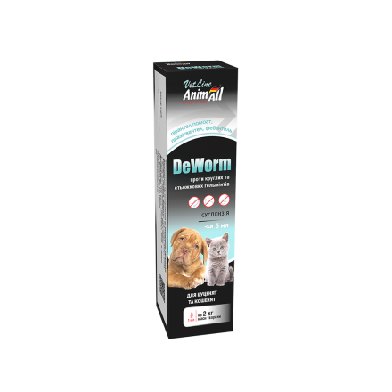 AnimAll VetLine DeWorm антигельмінтний препарат для цуценят та кошенят (суспензія) 5 мл