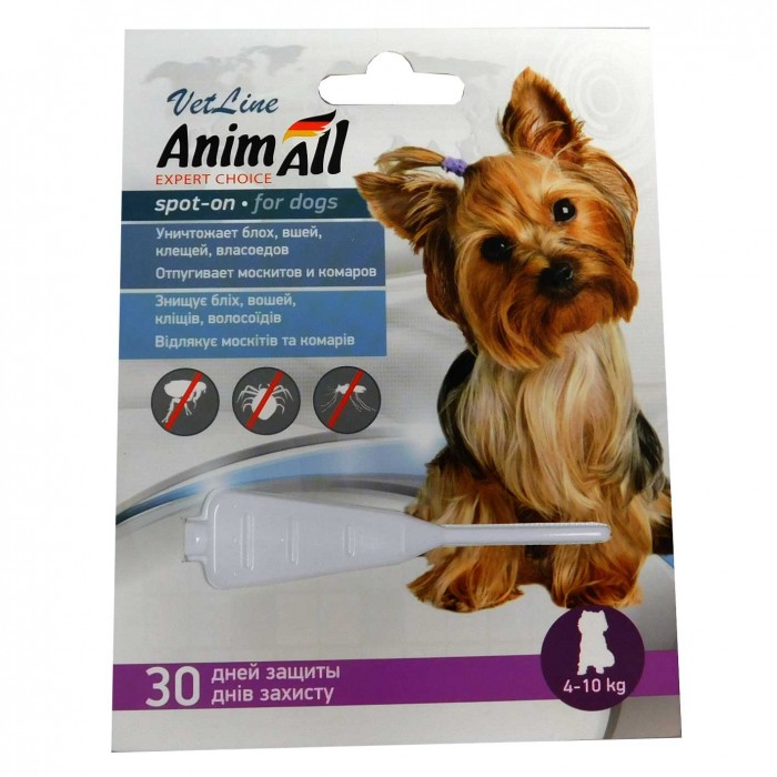 AnimAll VetLine Spot-On капли противопаразитарные для собак весом от 4 до 10 кг (2 мл)