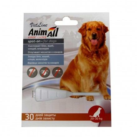 AnimAll VetLine Spot-On краплі протипаразитарні для собак вагою від 20 до 30 кг (6 мл)