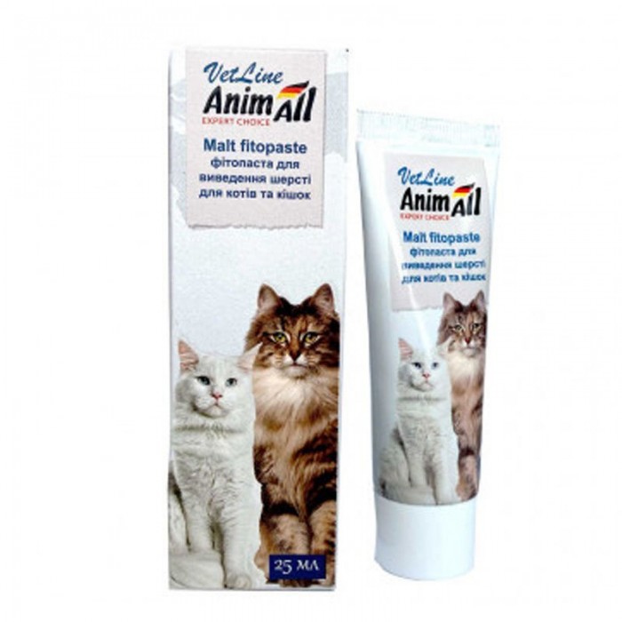 AnimAll VetLine Malt фітопаста для виведення шерсті у котів 20 мл