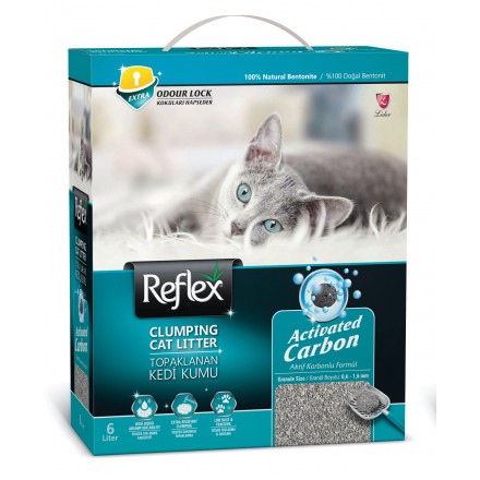 REFLEX (Рефлекс) бентонітовий наповнювач для котів сірий активний карбон 6л