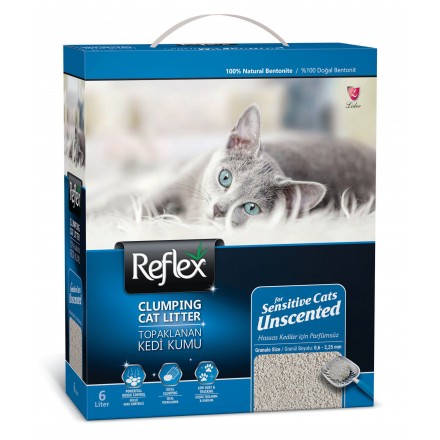REFLEX (Рефлекс) бентонитовый наполнитель для чувствительных котов без запаха 6л
