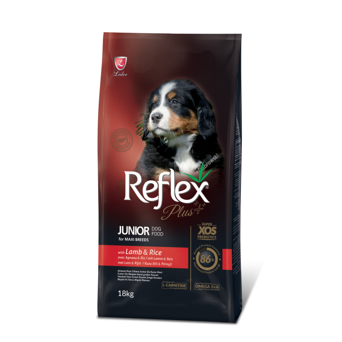 Рефлекс Плюс Повноцінний сухий корм для цуценят великих порід з ягням та рисом 18кг.