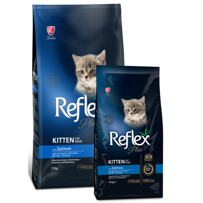 Рефлекс Плюс Повноцінний та збалансований сухий корм для кошенят з лососем 15кг