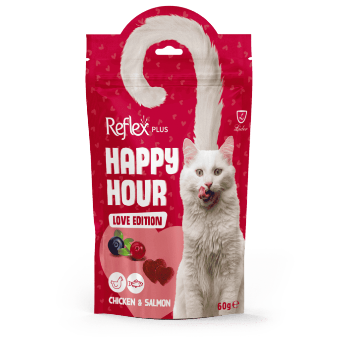 Reflex Plus Happy Hour Love Edition ласощі для котів з куркою та лососем 60г