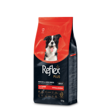 Reflex Plus Повноцінний сухий корм для собак середніх та великих порід з ягням 12кг