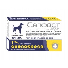 Unicum Селфаст капли на холку от блох, клещей и гельминтов для собак 10,1-20 кг (селамектин)