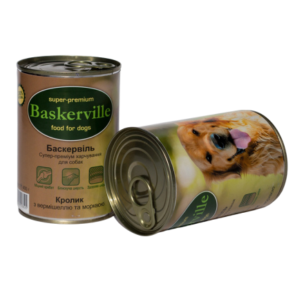 Baskerville Консервы для собак Кролик с лапшой и морковью 400г