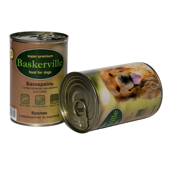 Baskerville Консервы для собак Кролик с лапшой и морковью 400г
