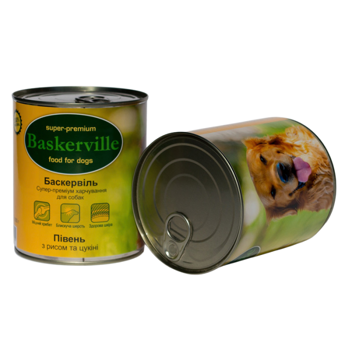 Baskerville Консервы для собак Петух с рисом и цукини 800г