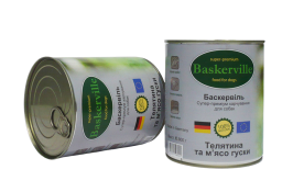Baskerville Консервы для собак Телятина и мясо утки 800г