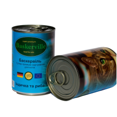 Baskerville Корм для котів Індичка та риба 400г