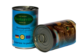 Baskerville Корм для котів Індичка та риба 400г