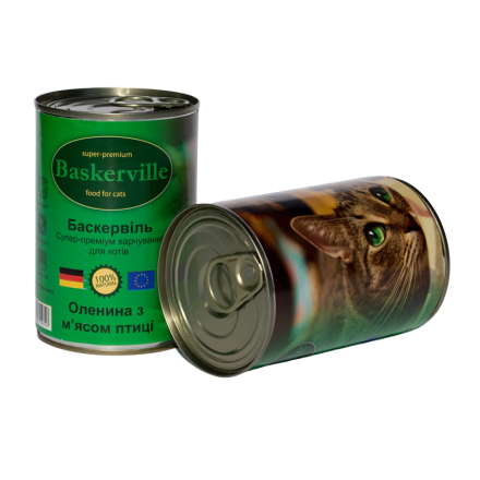 Baskerville Корм для котів Оленина з м'ясом курки 400г