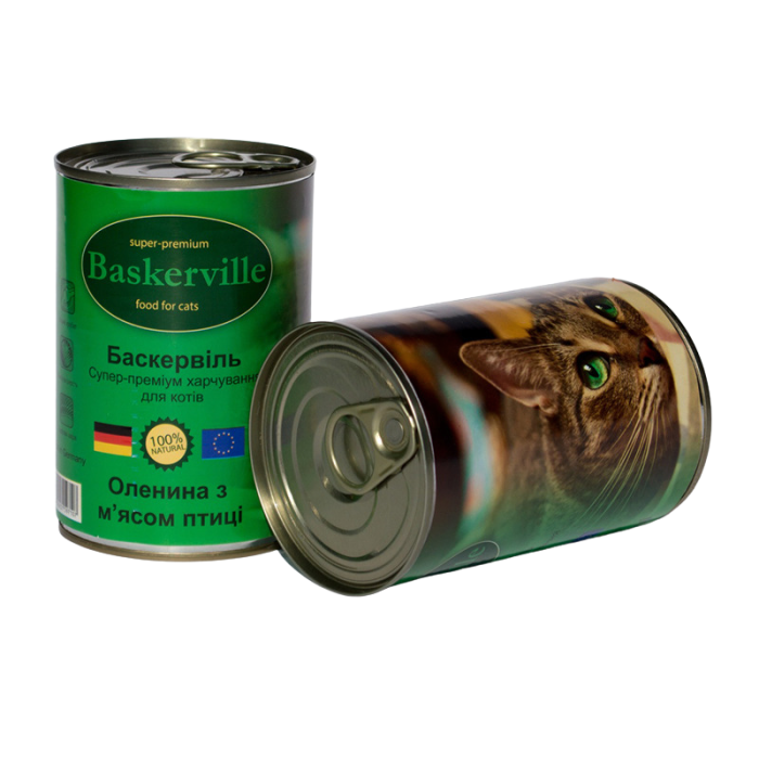 Baskerville Корм для котів Оленина з м'ясом курки 400г