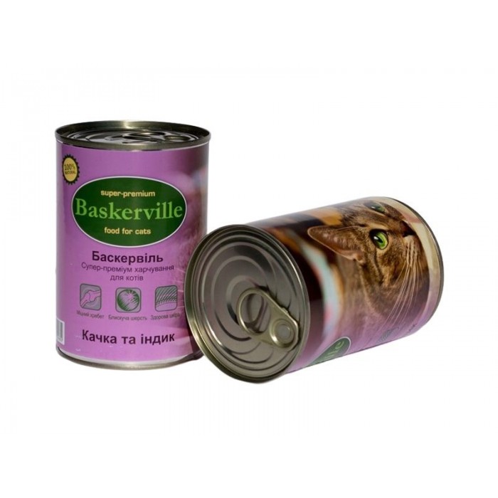 Baskerville Корм для кошек Утка и индейка 400г