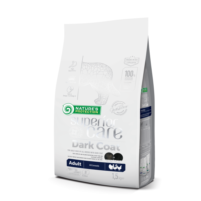 Nature's Protection Superior Care Dark Coat Adult All Breeds для собак с черной шерстью 1,5 кг