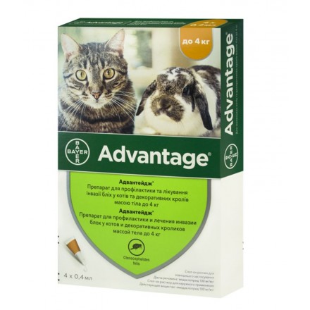 Bayer Advantage 40 (Адвантейдж) капли п\п для котов до 4кг.