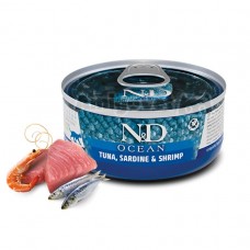 Farmina N&D Ocean Grain Free Cat Adult для котов с тунцем, сардиной и креветками 70 г