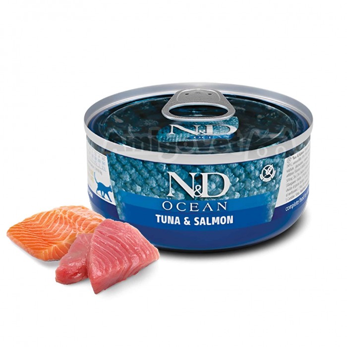 Farmina N&D Ocean Grain Free Cat Adult Tuna & Salmon влажный корм для котов с тунцом и лососем 70 г