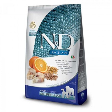 Farmina N&D Low Grain Ocean Adult сухий корм для собак середніх та великих порід з тріскою та апельсином 2,5 кг