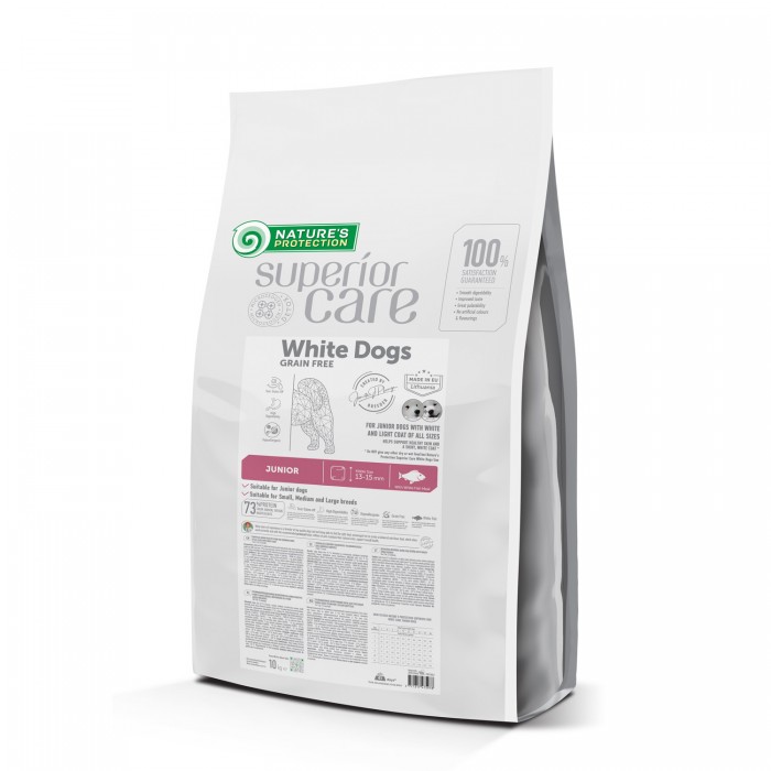 Nature's Protection Superior Care White Dogs Grain Free White Fish Junior All Sizes для юніорів з білою шерстю 17 кг