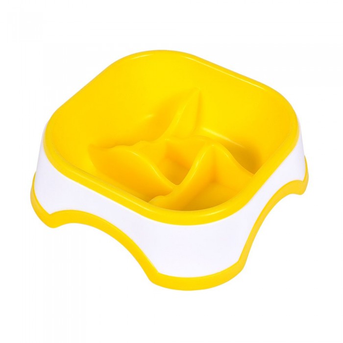 AnimAll Миска-квітка для повільного годування собак, квадратна (жовта) 400 мл