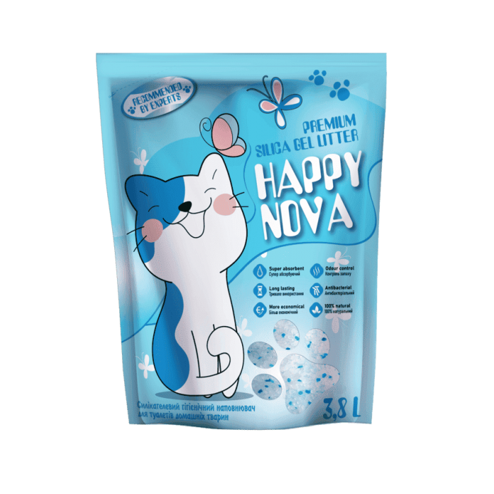 ТМ "Happy Nova" силикагелевый гигиенический наполнитель для туалетов домашних животных 3,8 л