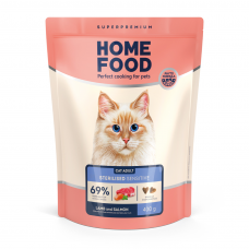 Home Food Cat Adult для стерилізованих котів з чутливим травленням "Ягнятина та лосось" 0,4 кг