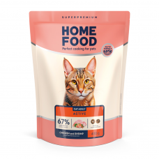 Home Food Cat Adult сухой корм для активных котов "Курочка и креветка" 0,4 кг